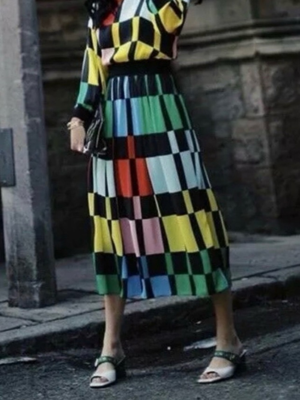 Alice + Olivia Melda Checkered Midi Gathered Skirt Size 10 NWT - Picture 6 of 16